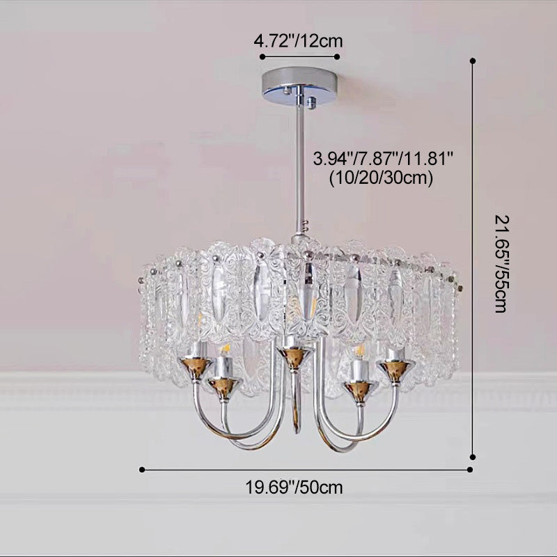 Contemporary Luxury Cylindrical Iron Glass 4/5/6/8 Light Chandelier For Living Room