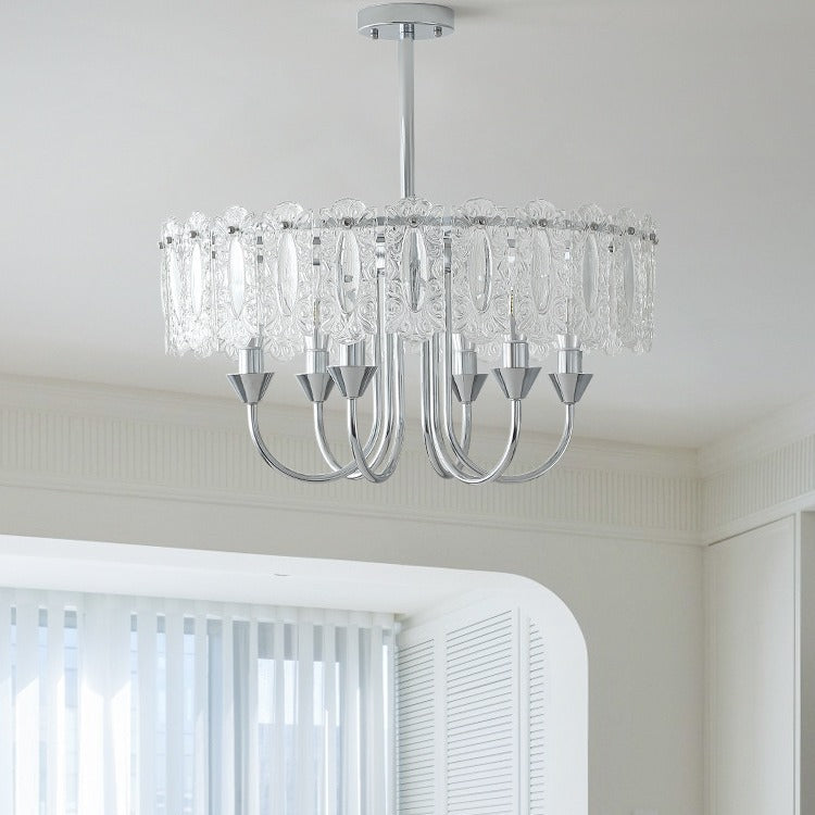 Contemporary Luxury Cylindrical Iron Glass 4/5/6/8 Light Chandelier For Living Room
