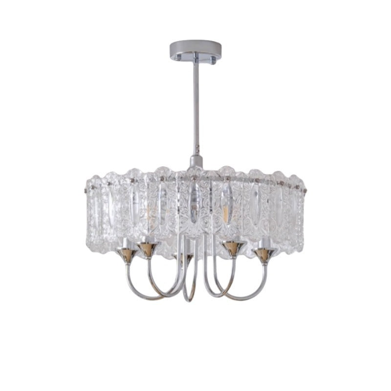 Contemporary Luxury Cylindrical Iron Glass 4/5/6/8 Light Chandelier For Living Room