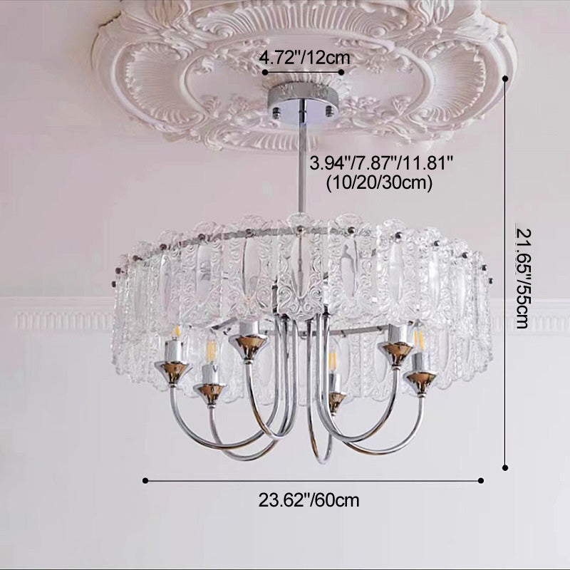 Contemporary Luxury Cylindrical Iron Glass 4/5/6/8 Light Chandelier For Living Room