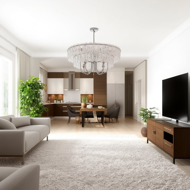 Contemporary Luxury Cylindrical Iron Glass 4/5/6/8 Light Chandelier For Living Room