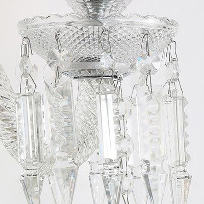 Contemporary Luxury Candle-Shaped Bell Crystal Iron Glass 1/2 Light Wall Scone Lamp For Bedroom