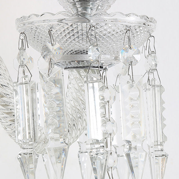 Contemporary Luxury Candle-Shaped Bell Crystal Iron Glass 1/2 Light Wall Scone Lamp For Bedroom