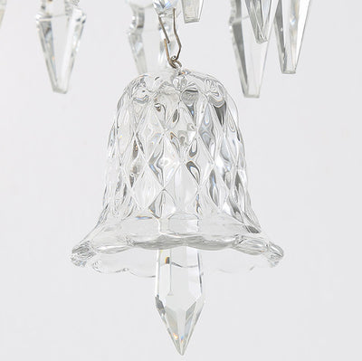 Contemporary Luxury Candle-Shaped Bell Crystal Iron Glass 1/2 Light Wall Scone Lamp For Bedroom