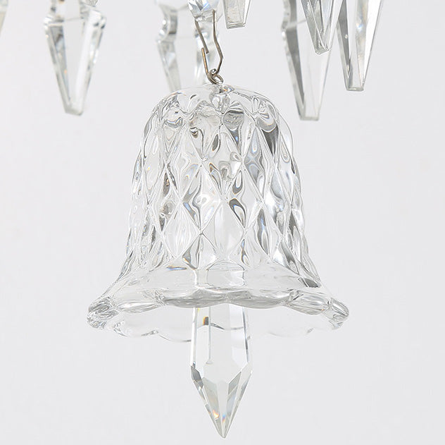 Contemporary Luxury Candle-Shaped Bell Crystal Iron Glass 1/2 Light Wall Scone Lamp For Bedroom