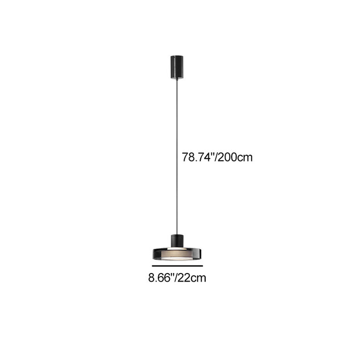 Lustre suspendu LED en verre de fer cylindrique minimaliste moderne pour chambre 