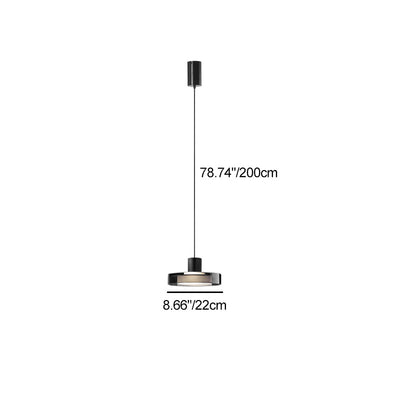 Modern Minimalist Cylindrical Iron Glass LED Pendant Light For Bedroom