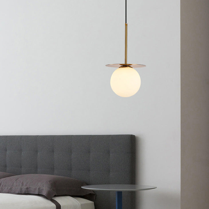 Modern Minimalist Spherical Round Iron Glass 1-Light Pendant Light For Bedroom