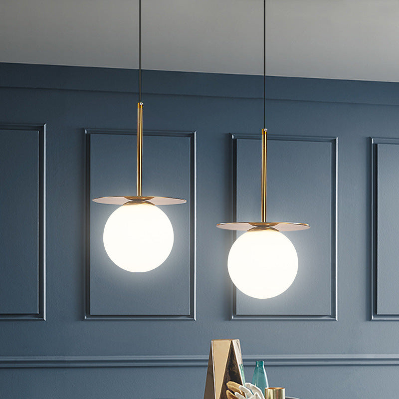 Modern Minimalist Spherical Round Iron Glass 1-Light Pendant Light For Bedroom