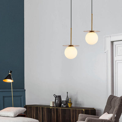 Modern Minimalist Spherical Round Iron Glass 1-Light Pendant Light For Bedroom