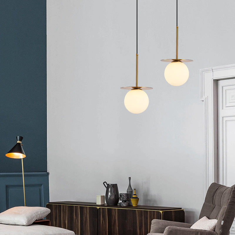 Modern Minimalist Spherical Round Iron Glass 1-Light Pendant Light For Bedroom