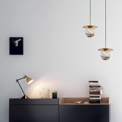 Modern Minimalist Spherical Round Iron Glass 1-Light Pendant Light For Bedroom