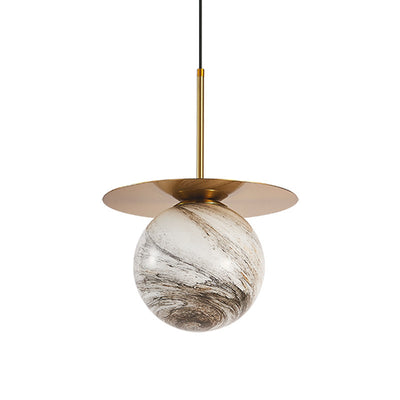 Modern Minimalist Spherical Round Iron Glass 1-Light Pendant Light For Bedroom