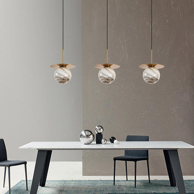 Modern Minimalist Spherical Round Iron Glass 1-Light Pendant Light For Bedroom