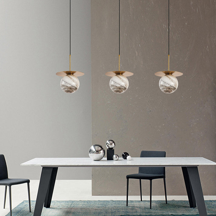 Modern Minimalist Spherical Round Iron Glass 1-Light Pendant Light For Bedroom