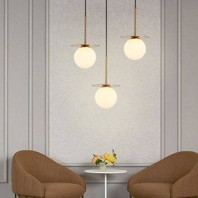 Modern Minimalist Spherical Round Iron Glass 1-Light Pendant Light For Bedroom