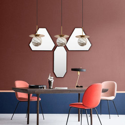 Modern Minimalist Spherical Round Iron Glass 1-Light Pendant Light For Bedroom