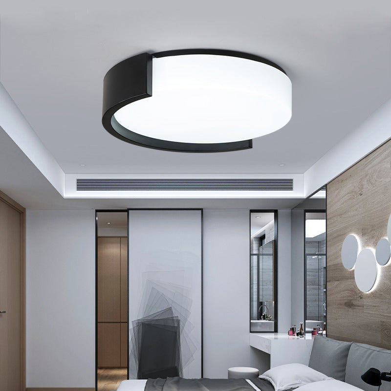 Modern Minimalist Cylindrical Iron Acrylic LED Flush Mount Ceiling Light For Bedroom
