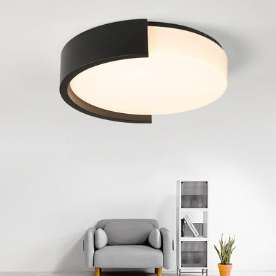 Modern Minimalist Cylindrical Iron Acrylic LED Flush Mount Ceiling Light For Bedroom