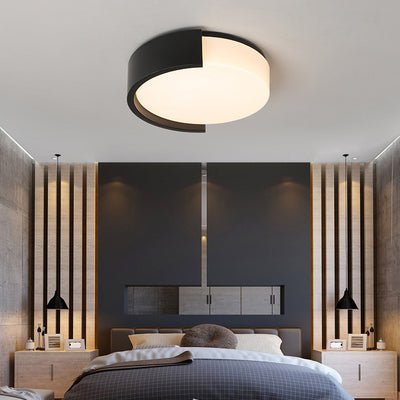 Modern Minimalist Cylindrical Iron Acrylic LED Flush Mount Ceiling Light For Bedroom