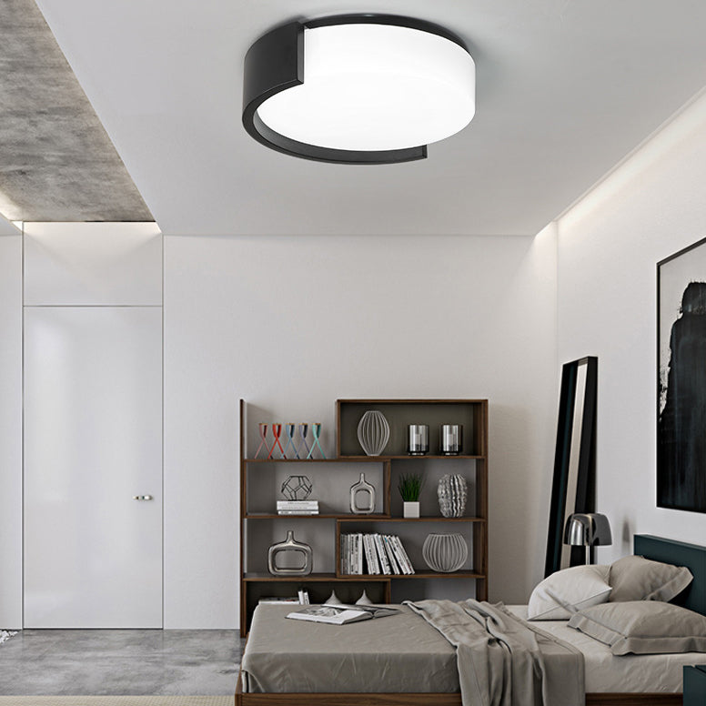 Modern Minimalist Cylindrical Iron Acrylic LED Flush Mount Ceiling Light For Bedroom