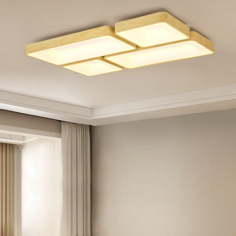 Modern Minimalist Square Rectangular Iron Acrylic LED Flush Mount Ceiling Light For Living Room