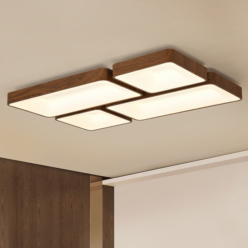 Modern Minimalist Square Rectangular Iron Acrylic LED Flush Mount Ceiling Light For Living Room