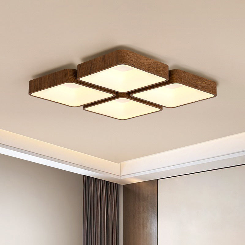 Plafonnier LED Carré Rectangulaire en Fer et Acrylique Minimaliste Moderne pour Salon 