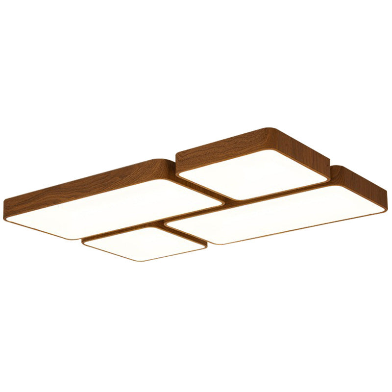 Plafonnier LED Carré Rectangulaire en Fer et Acrylique Minimaliste Moderne pour Salon 