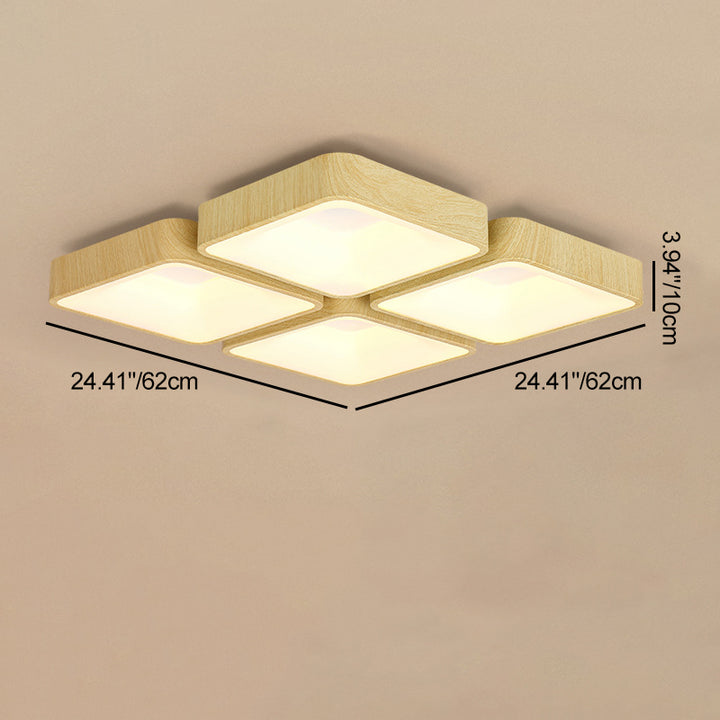 Plafonnier LED Carré Rectangulaire en Fer et Acrylique Minimaliste Moderne pour Salon 