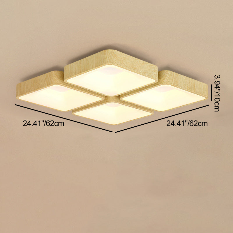 Modern Minimalist Square Rectangular Iron Acrylic LED Flush Mount Ceiling Light For Living Room