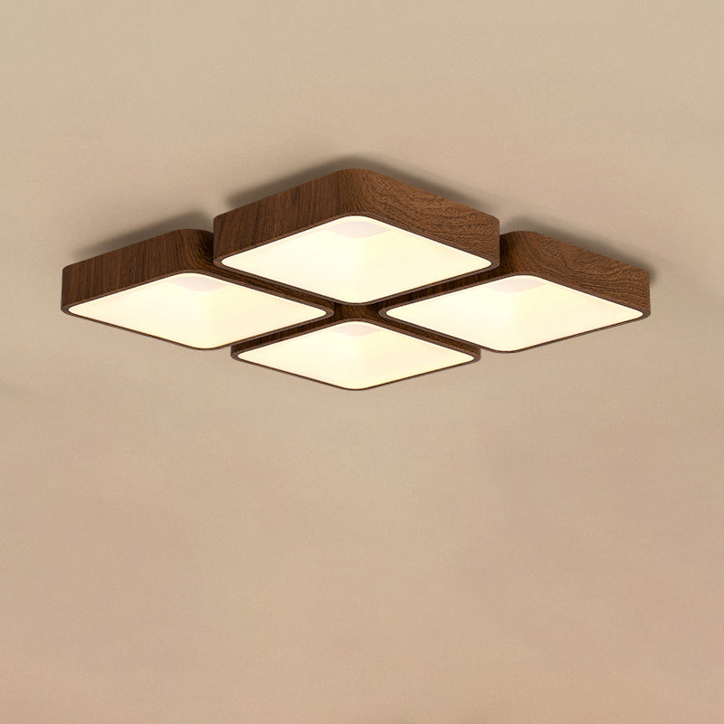 Plafonnier LED Carré Rectangulaire en Fer et Acrylique Minimaliste Moderne pour Salon 
