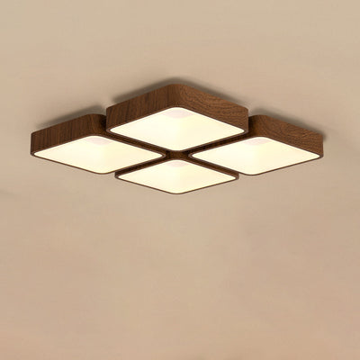 Modern Minimalist Square Rectangular Iron Acrylic LED Flush Mount Ceiling Light For Living Room