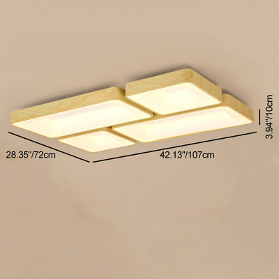 Modern Minimalist Square Rectangular Iron Acrylic LED Flush Mount Ceiling Light For Living Room