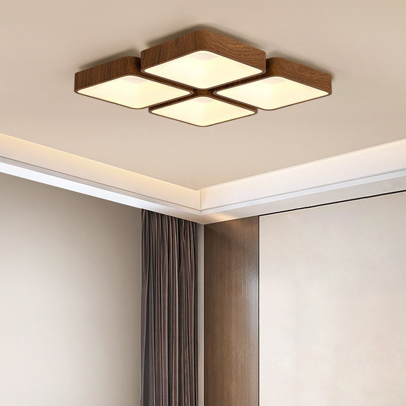 Modern Minimalist Square Rectangular Iron Acrylic LED Flush Mount Ceiling Light For Living Room