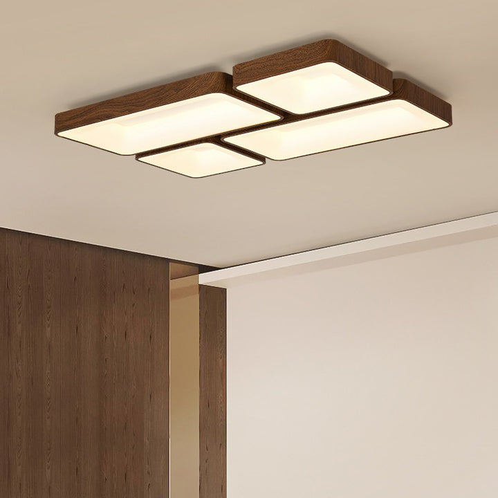 Plafonnier LED Carré Rectangulaire en Fer et Acrylique Minimaliste Moderne pour Salon 