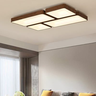 Modern Minimalist Square Rectangular Iron Acrylic LED Flush Mount Ceiling Light For Living Room