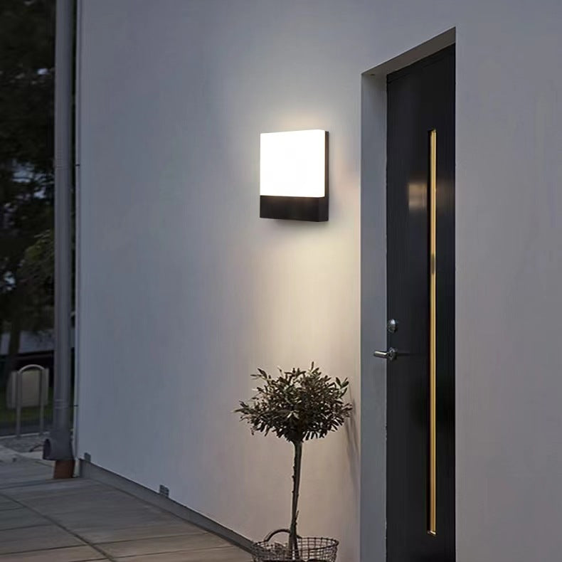 Modern Minimalist Outdoor Waterproof Rectangular Iron Acrylic LED Wall Scone Lamp For Garden