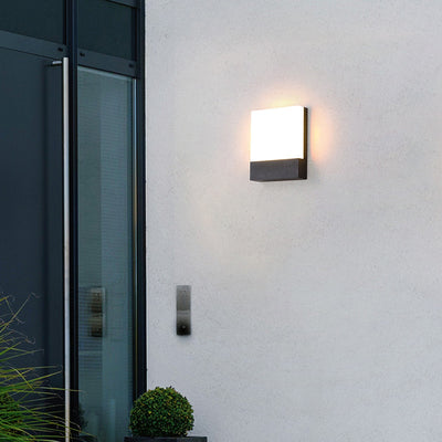 Modern Minimalist Outdoor Waterproof Rectangular Iron Acrylic LED Wall Scone Lamp For Garden