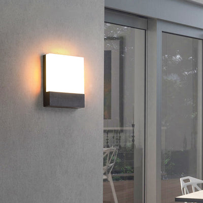 Modern Minimalist Outdoor Waterproof Rectangular Iron Acrylic LED Wall Scone Lamp For Garden
