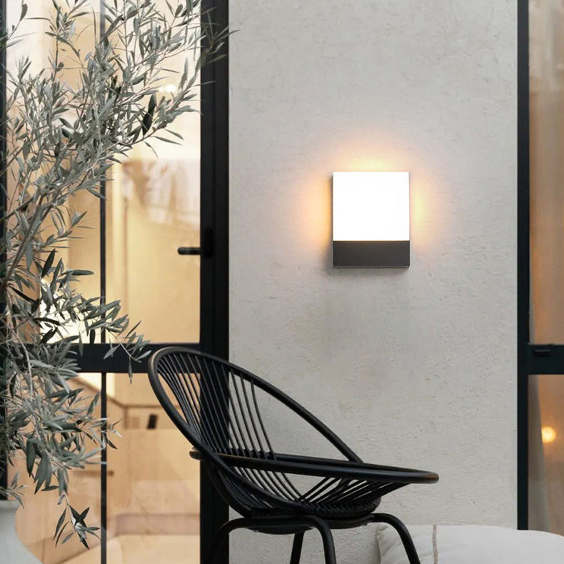 Modern Minimalist Outdoor Waterproof Rectangular Iron Acrylic LED Wall Scone Lamp For Garden