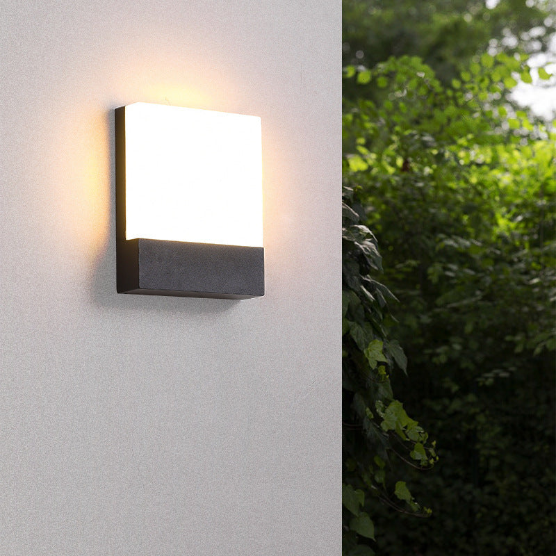 Modern Minimalist Outdoor Waterproof Rectangular Iron Acrylic LED Wall Scone Lamp For Garden
