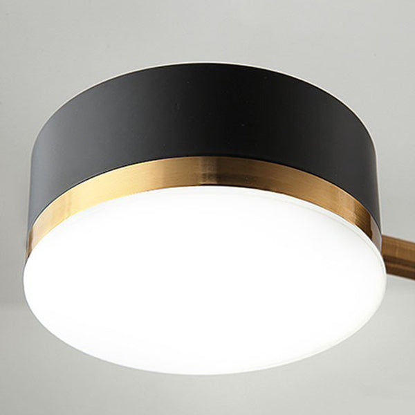 Modern Art Deco Cylindrical Irregular Line Iron Acrylic LED Semi-Flush Mount Ceiling Light For Living Room