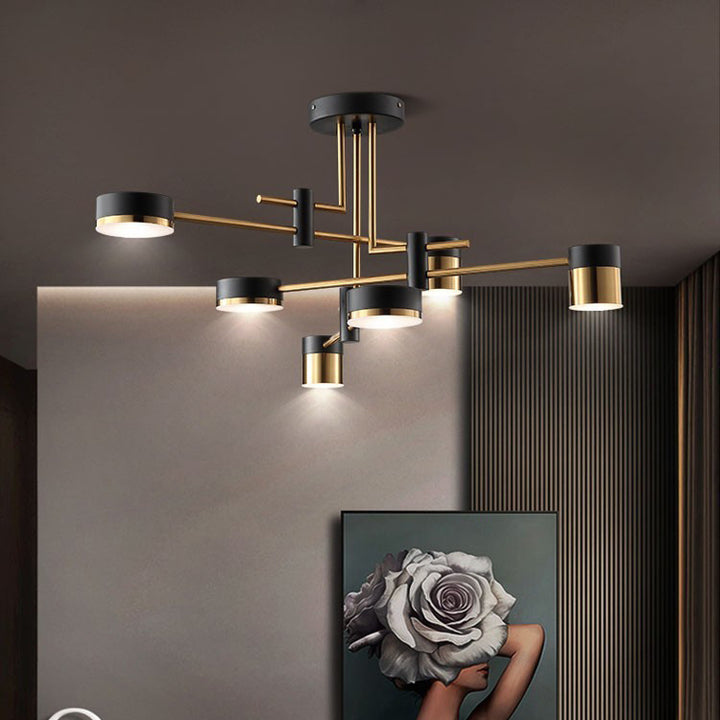 Luz de techo LED semiempotrada de hierro acrílico con línea irregular cilíndrica de arte moderno Art Deco para sala de estar 