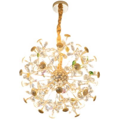 Contemporary Luxury Spherical Dandelion-shaped Iron Crystal  LED Chandelier For Living Room