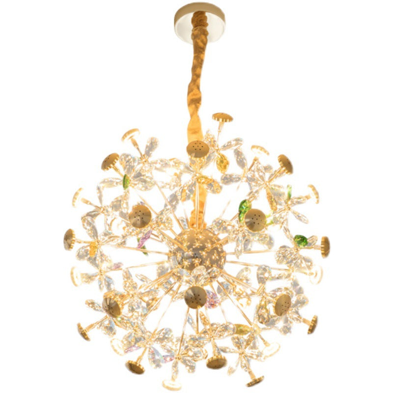 Contemporary Luxury Spherical Dandelion-shaped Iron Crystal  LED Chandelier For Living Room
