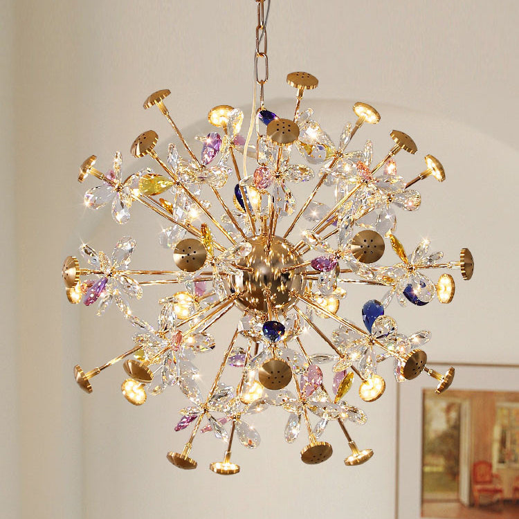 Contemporary Luxury Spherical Dandelion-shaped Iron Crystal  LED Chandelier For Living Room