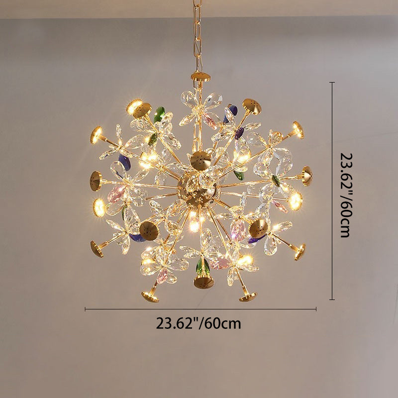 Contemporary Luxury Spherical Dandelion-shaped Iron Crystal  LED Chandelier For Living Room