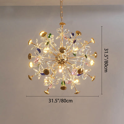 Contemporary Luxury Spherical Dandelion-shaped Iron Crystal  LED Chandelier For Living Room