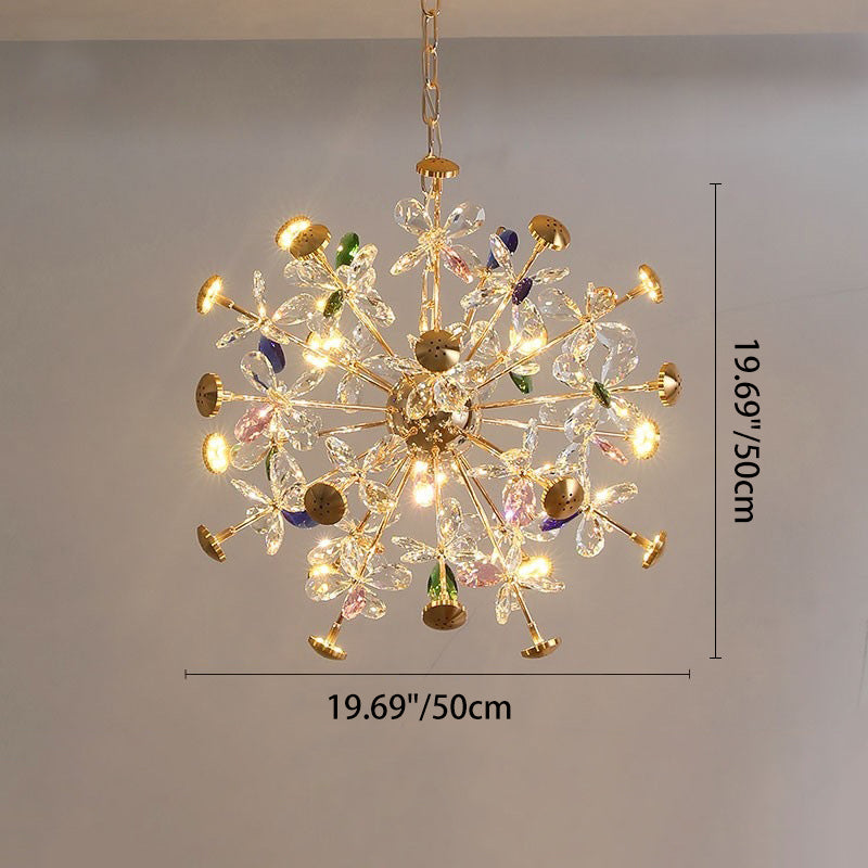 Contemporary Luxury Spherical Dandelion-shaped Iron Crystal  LED Chandelier For Living Room